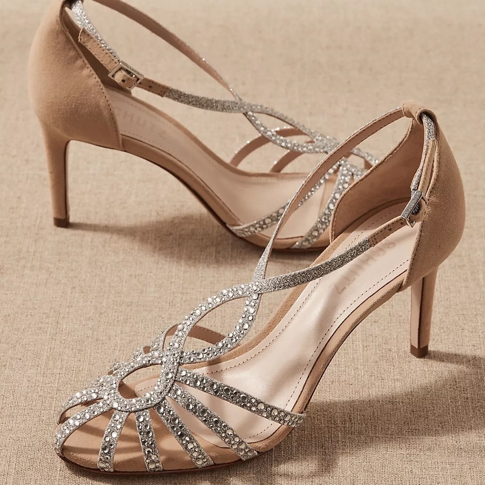 ANTHROPOLOGIE SCHUTZ FANTASIA GLITTER HEELS NEW WITH BOX SIZE 7B